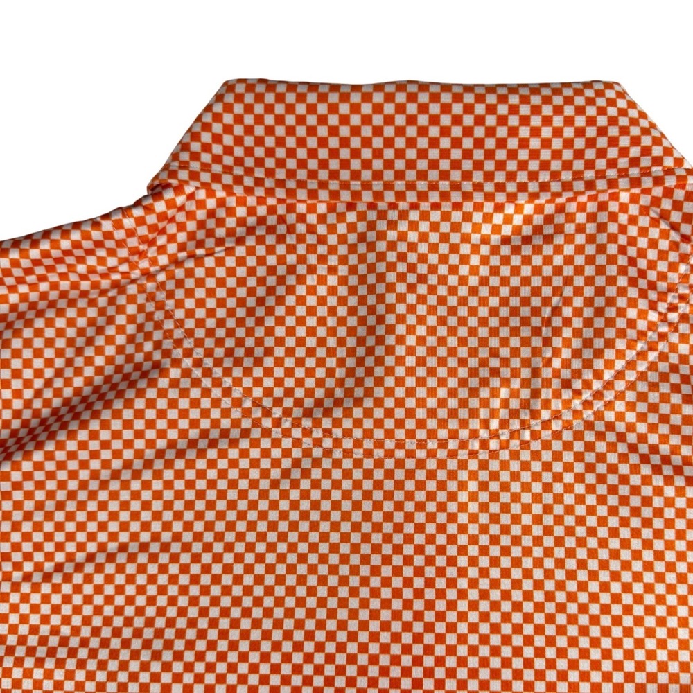 Vol Traditions Polo Men M Orange Checkered Performance Tennessee Smokey Logo - Picture 10 of 11